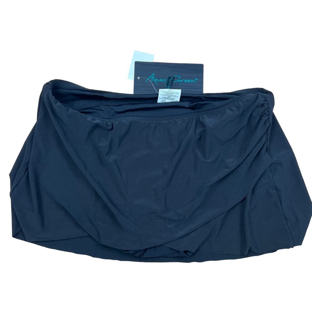 Aqua Green Women's Black Draped Front Swim Skirt - Size Large - NWT